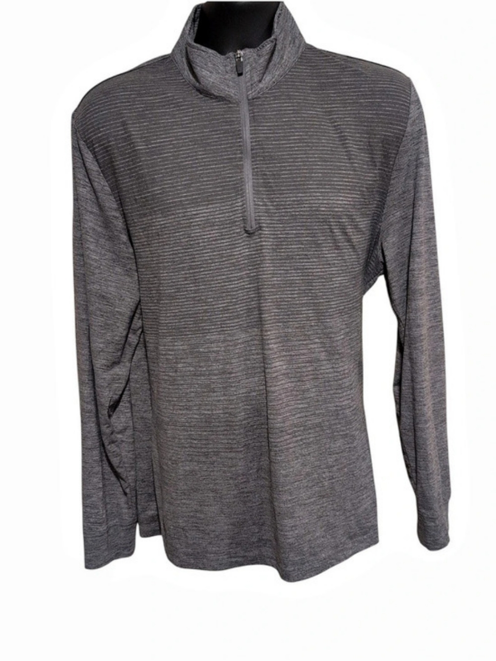 PGA TOUR Gray Textured Stripe Quarter Zip Golf Pullover L